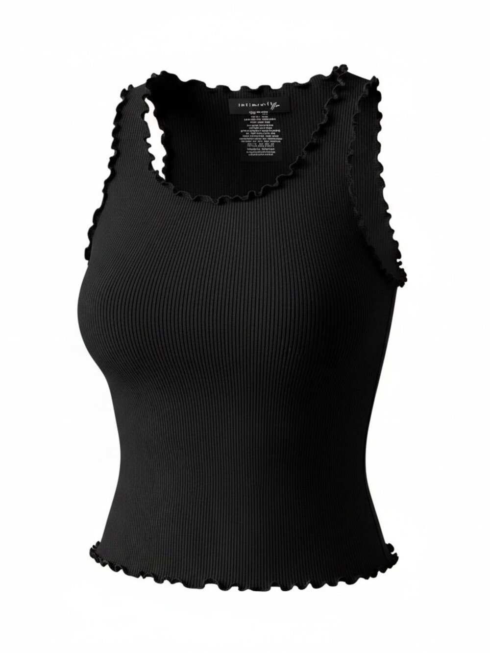 🖤 Free People Intimately Ribbed Lettuce Edge Tank Black XS NWT